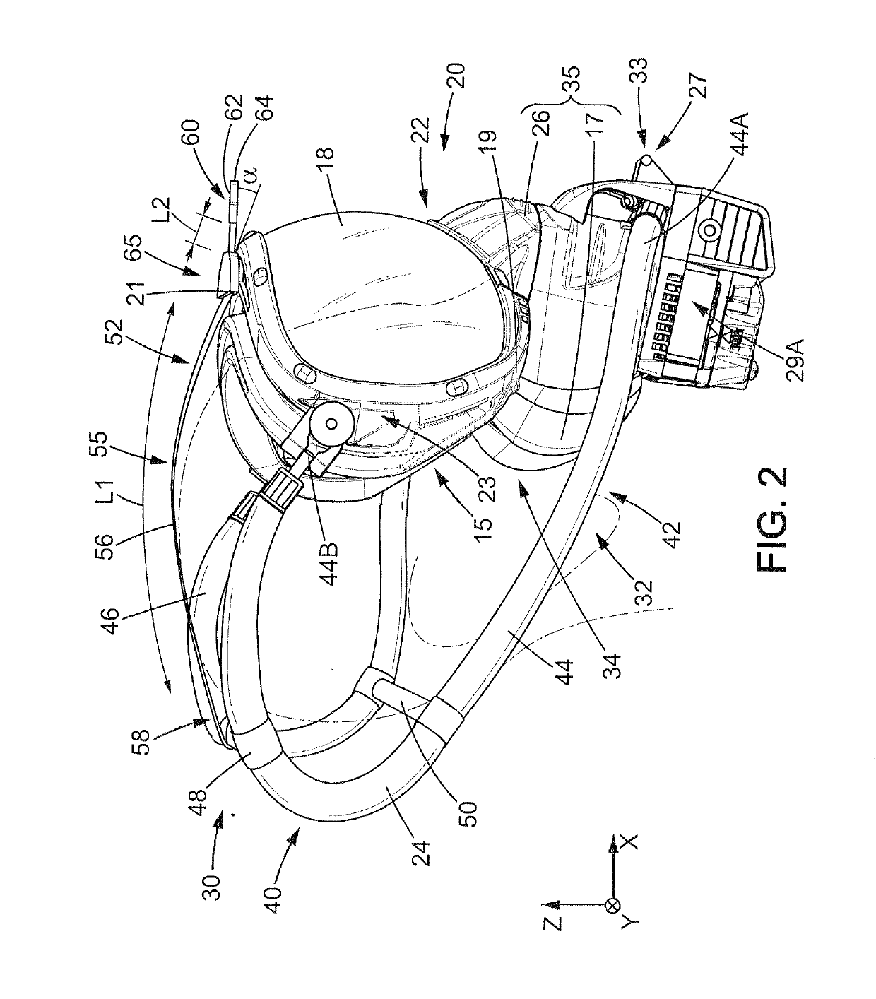 Breathing mask for aircraft and method for putting a breathing mask in folded position for storage in a storage unit