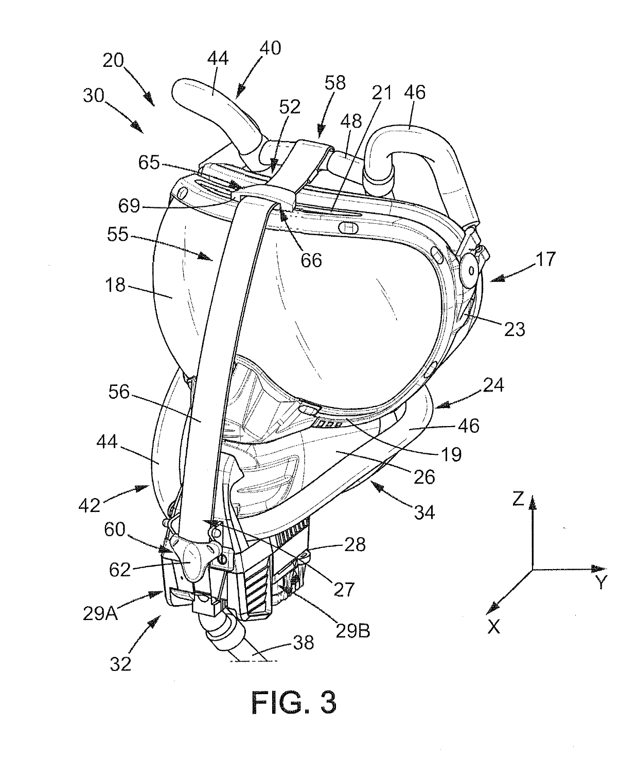 Breathing mask for aircraft and method for putting a breathing mask in folded position for storage in a storage unit