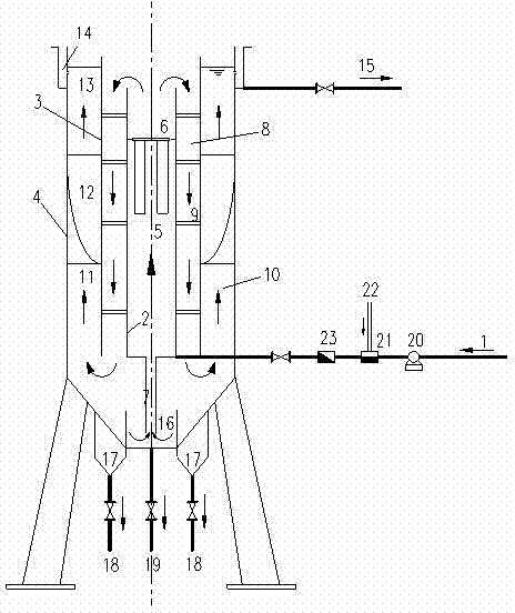 Tubular/cylindrical mud residue internal reflux mud-water high-efficiency separation device