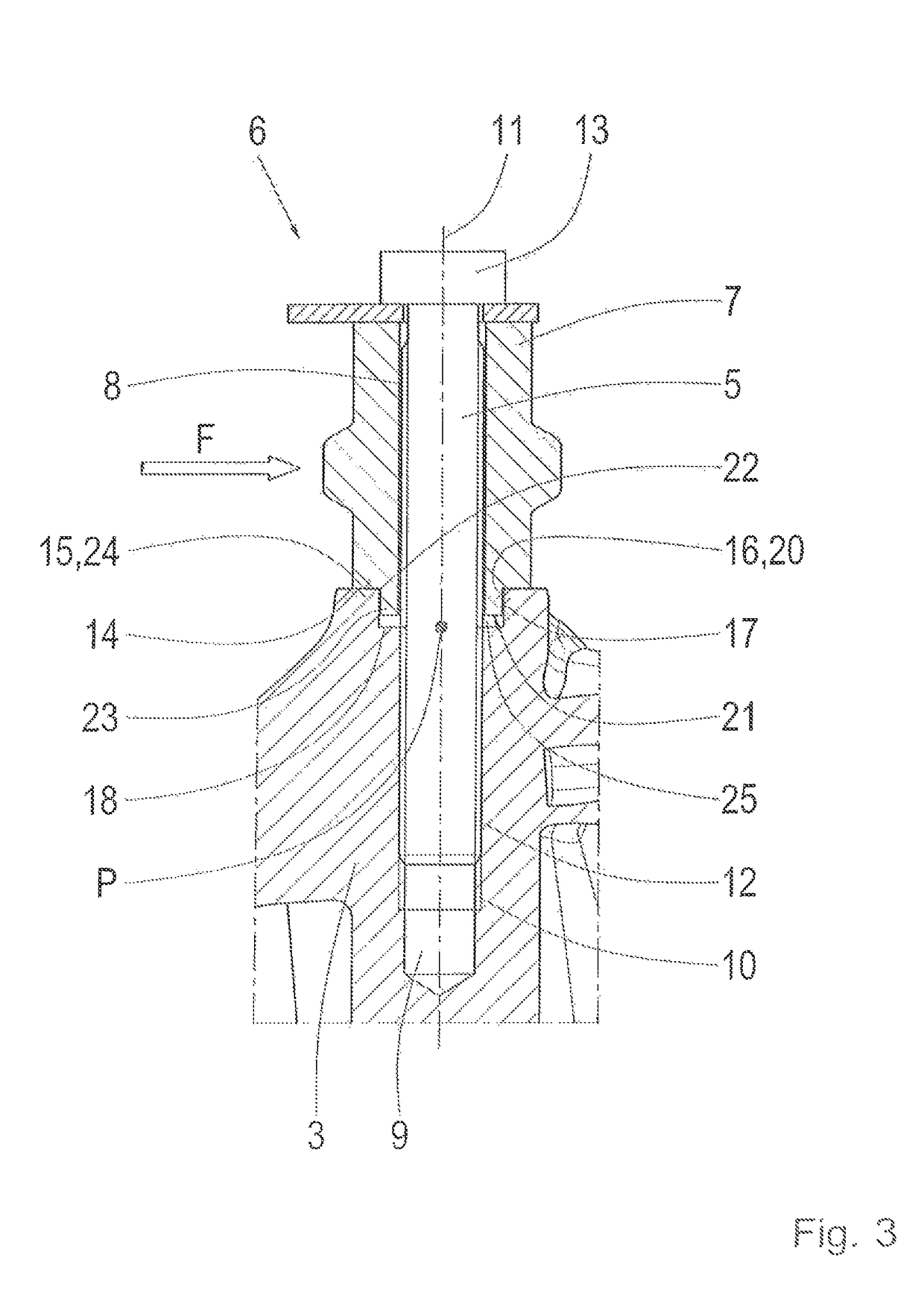 Component attachment with a transverse force-supporting surface