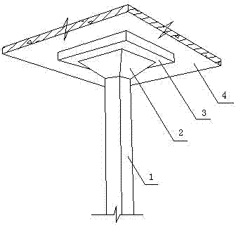 Inclination angle column cap combined wood former in beamless connected upright post