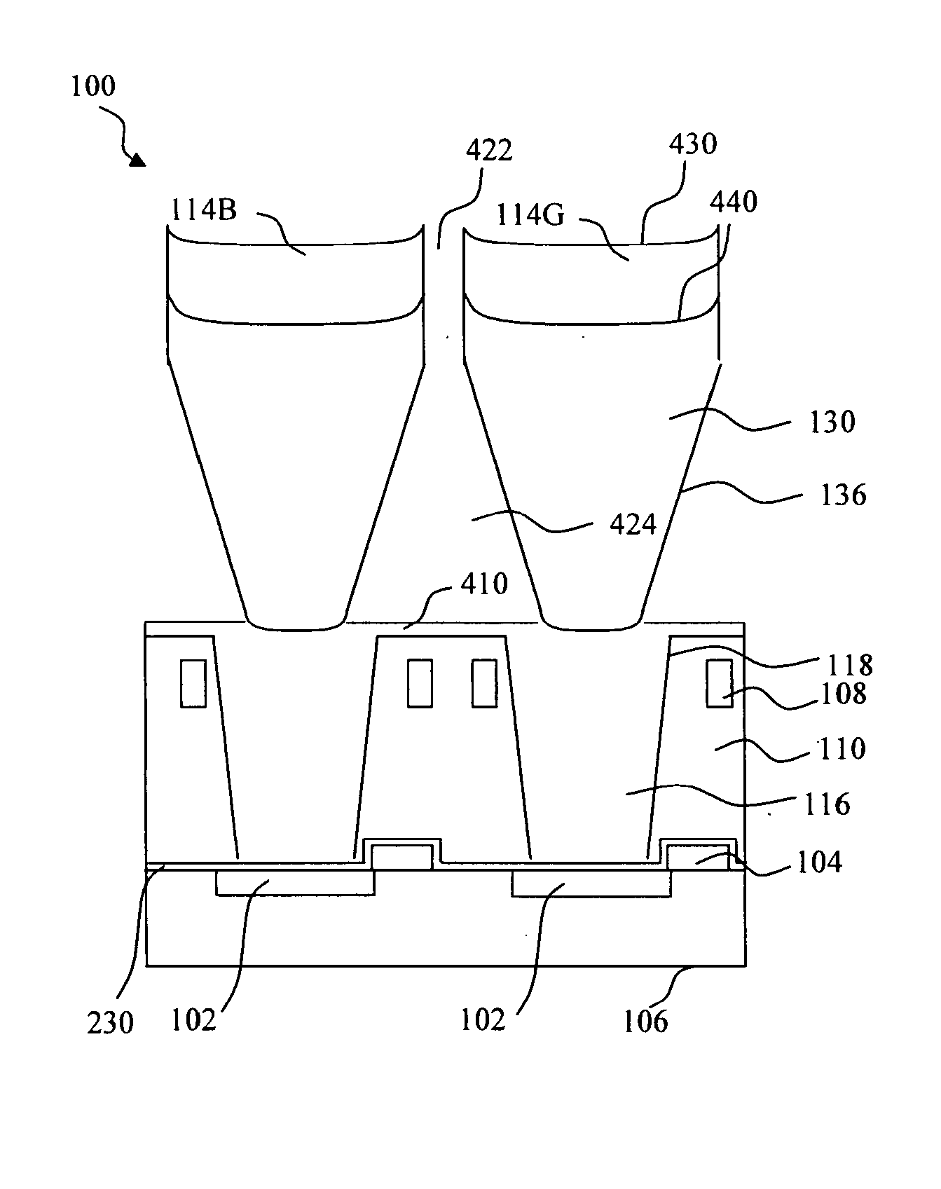 Light guide array for an image sensor