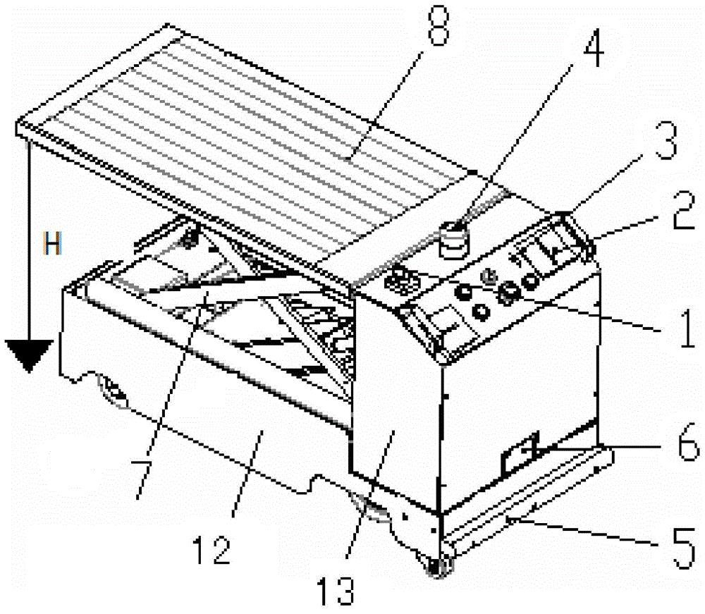 Automatic guided vehicle capable of being automatically butted with working table surfaces at different heights