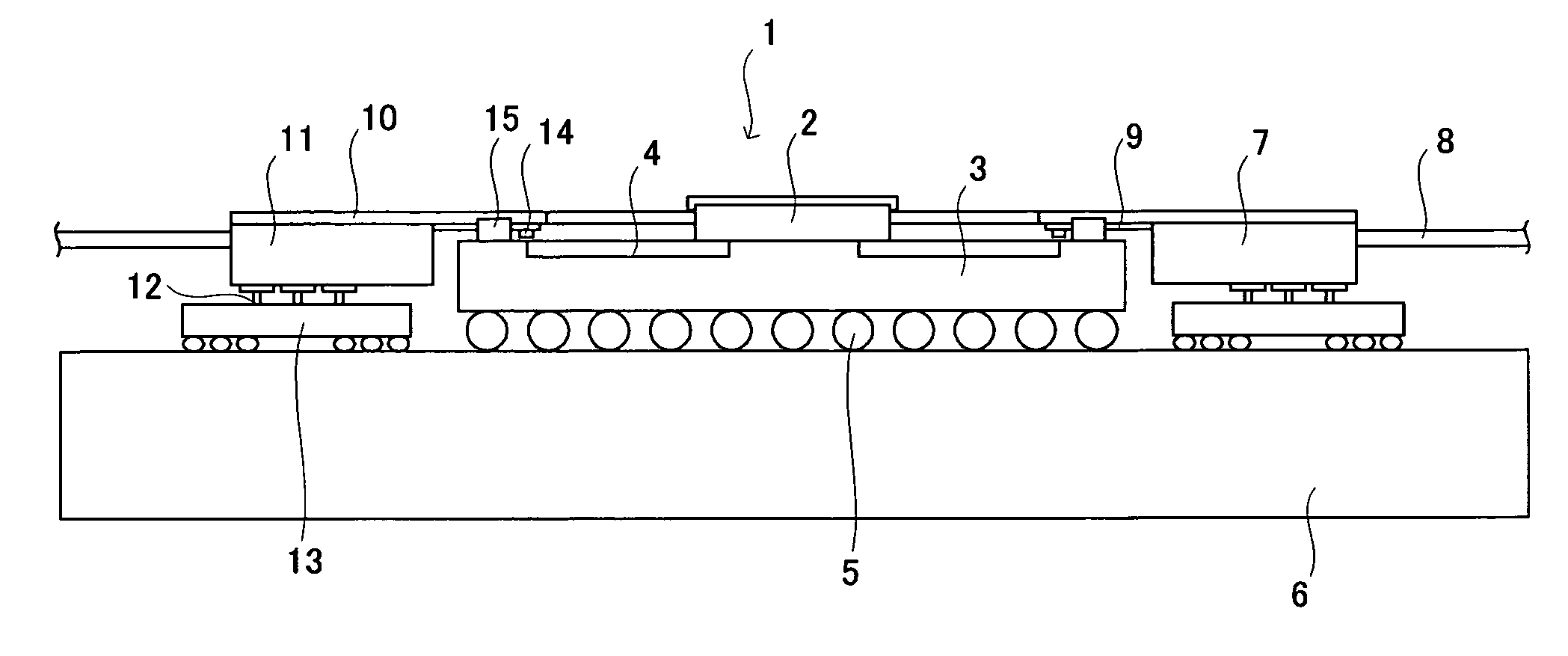 LSI package with interface module, transmission line package, and ribbon optical transmission line