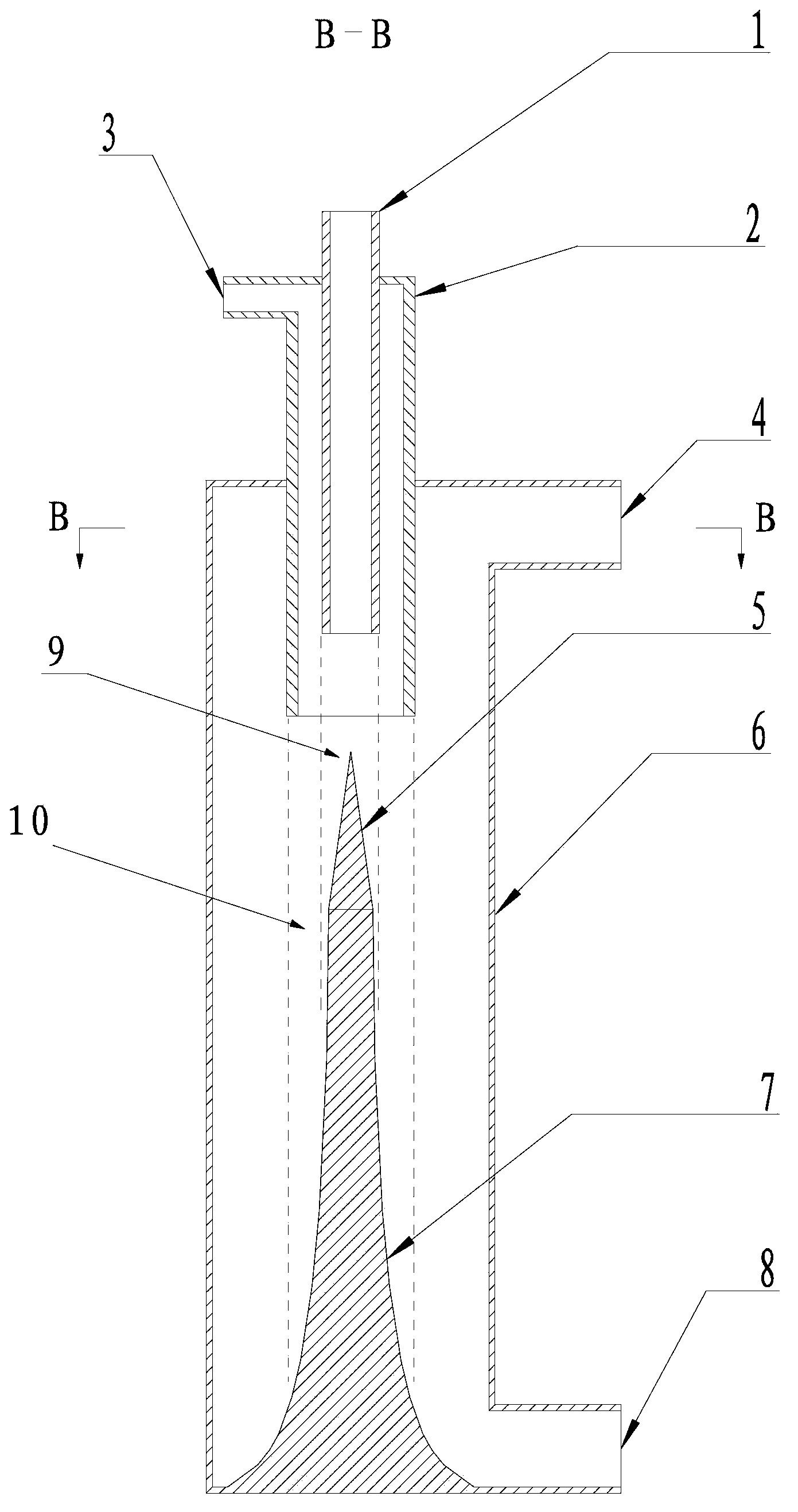 Hydrocyclone used for three-phase medium separation