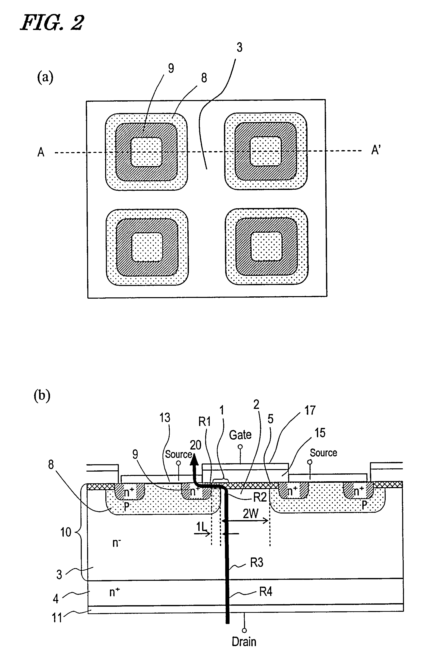 Wide gap semiconductor power device with temperature independent resistivity due to channel region resistivity having negative temperature dependence