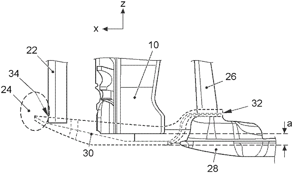 Arrangement in region of mounting bracket in the front of motor vehicle