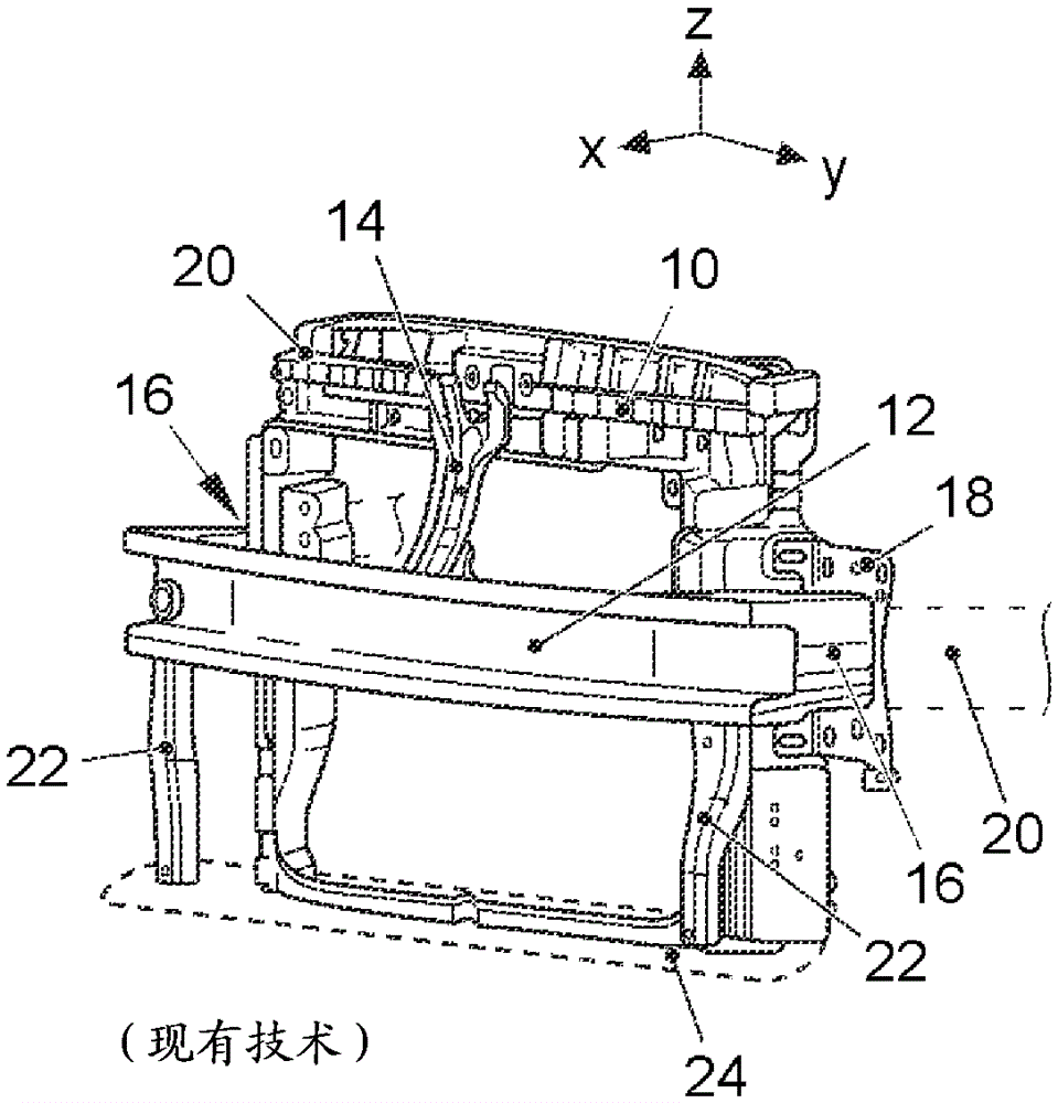 Arrangement in region of mounting bracket in the front of motor vehicle