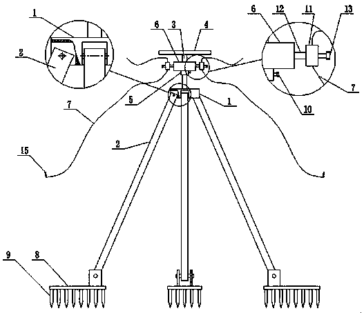 Tree fruit supporting rod fixing frame