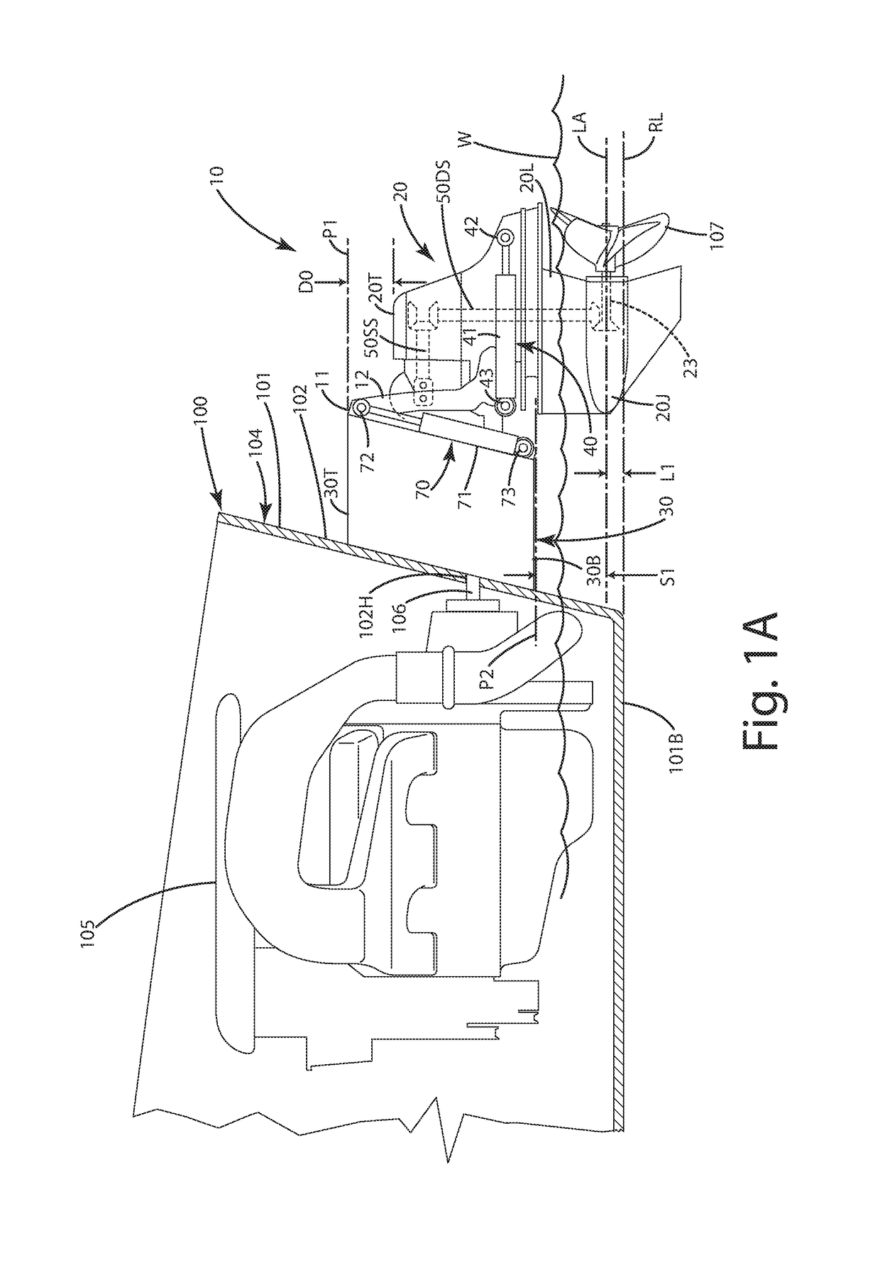 Watercraft adjustable shaft spacing apparatus and related method of operation