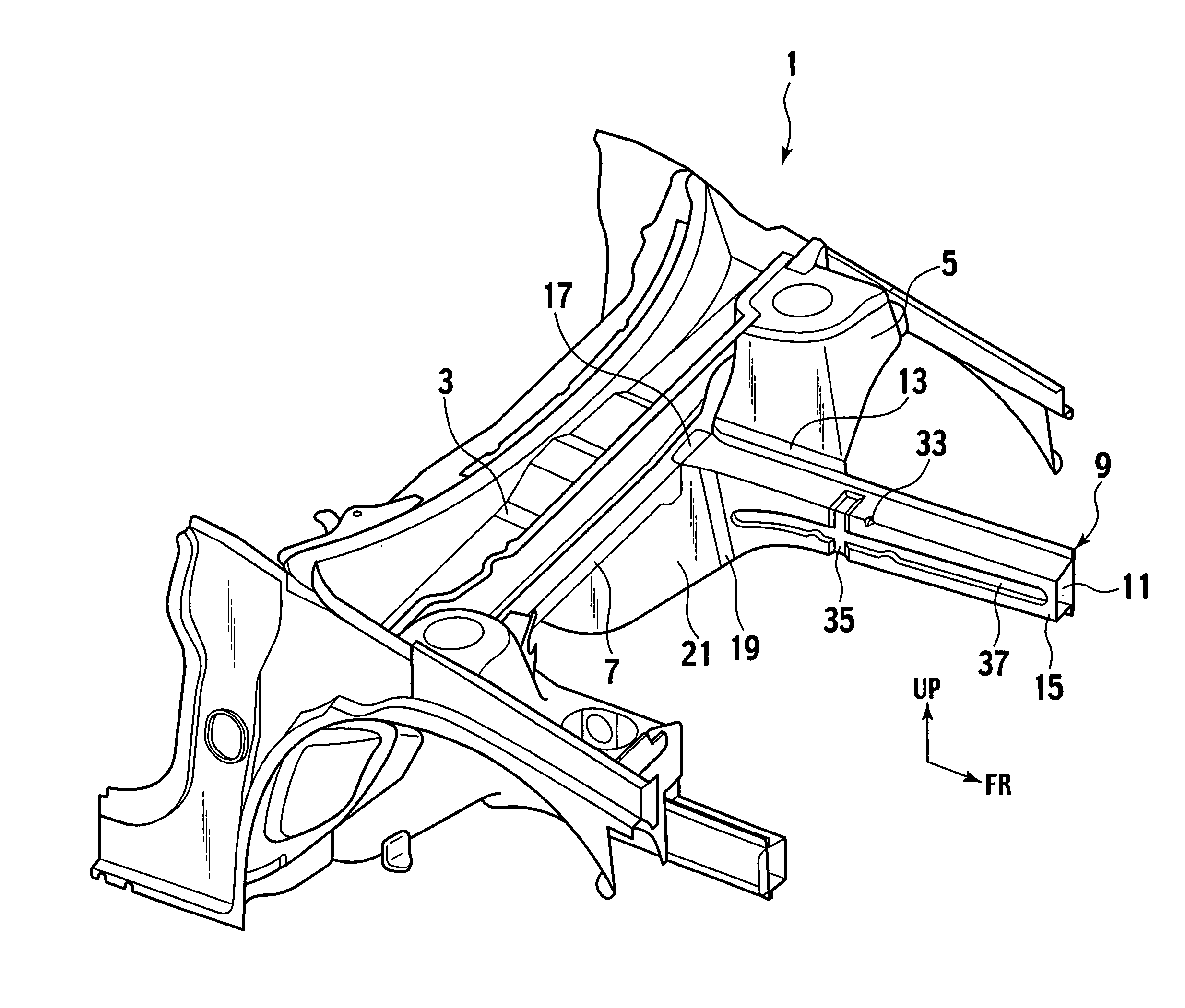 Impact energy absorbing structure of vehicle frame member