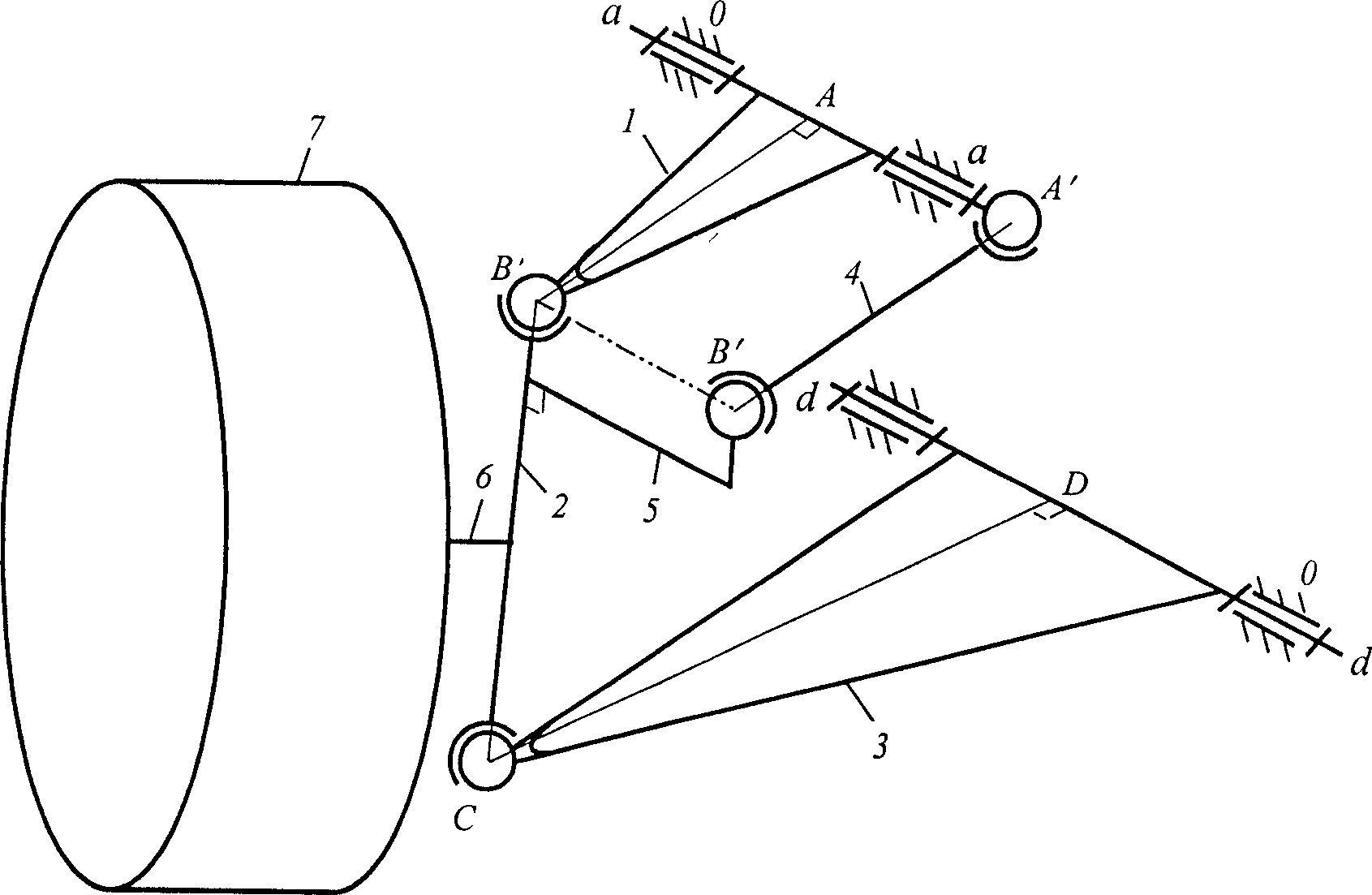 Double cross arm suspension guiding mechanism of non-steering wheel