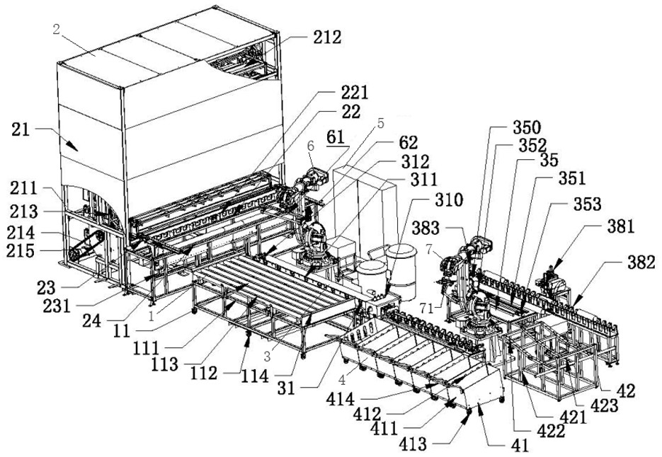 Automatic production line for plastic pipeline processing