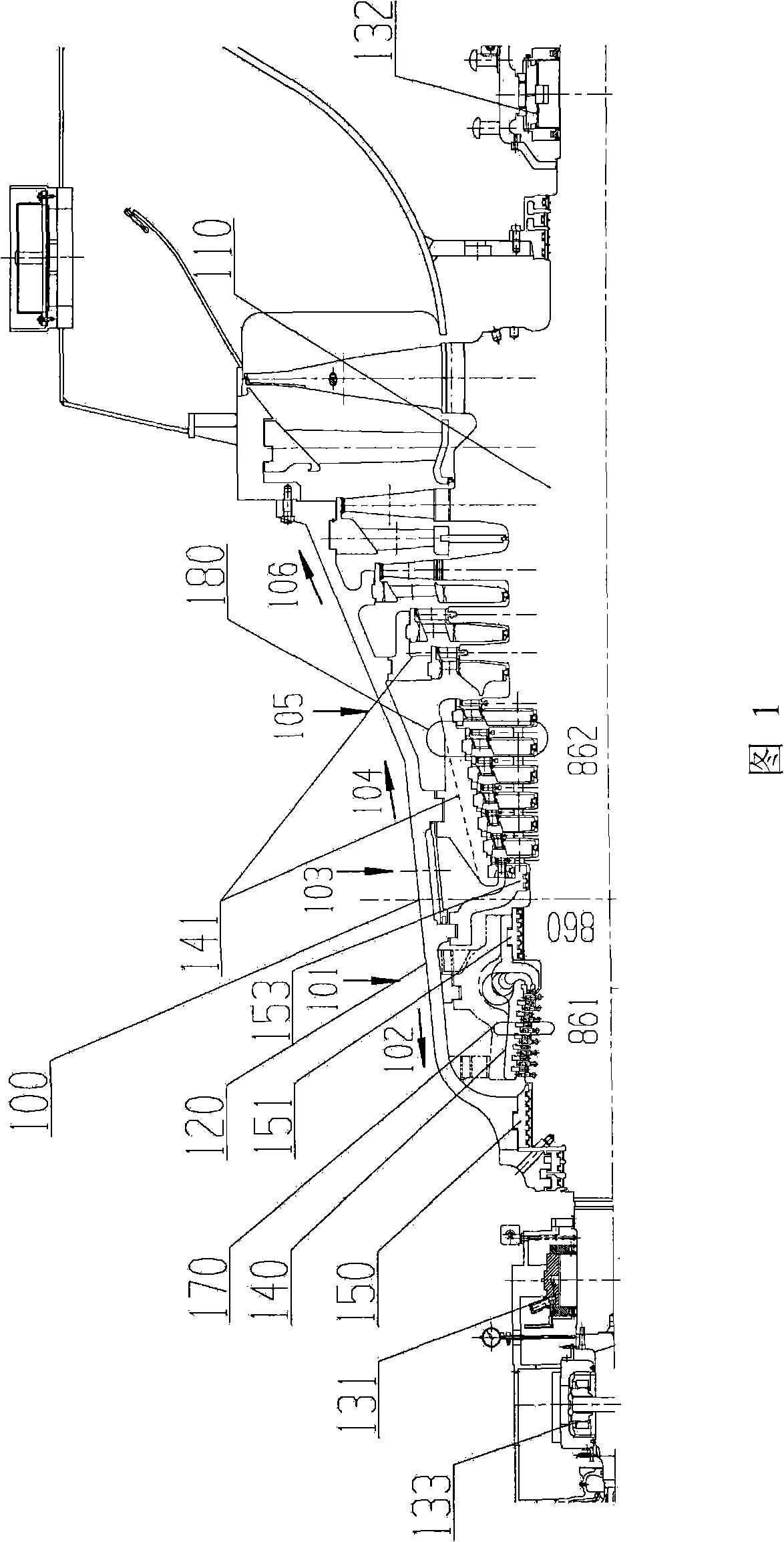 Single-cylinder, reaction and impulse turbine