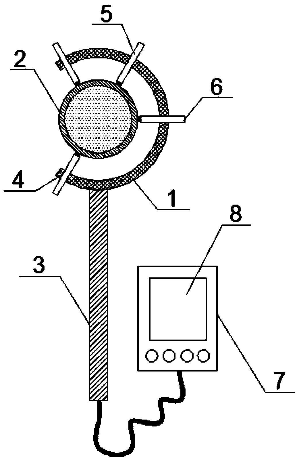 Portable detection device for blockage of exposed filling pipeline, and dredging method