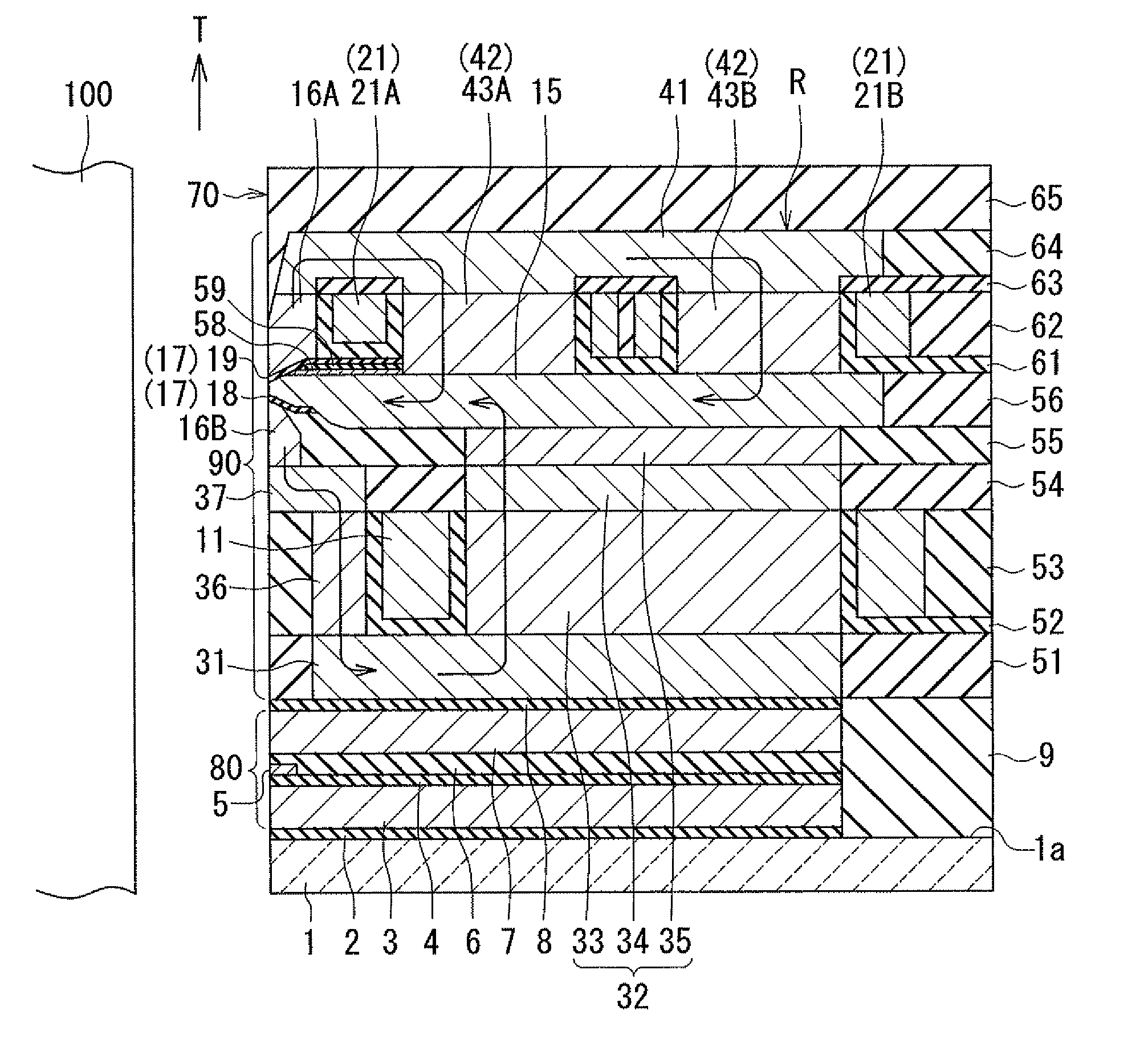 Magnetic head for perpendicular recording having a plurality of magnetic path portions