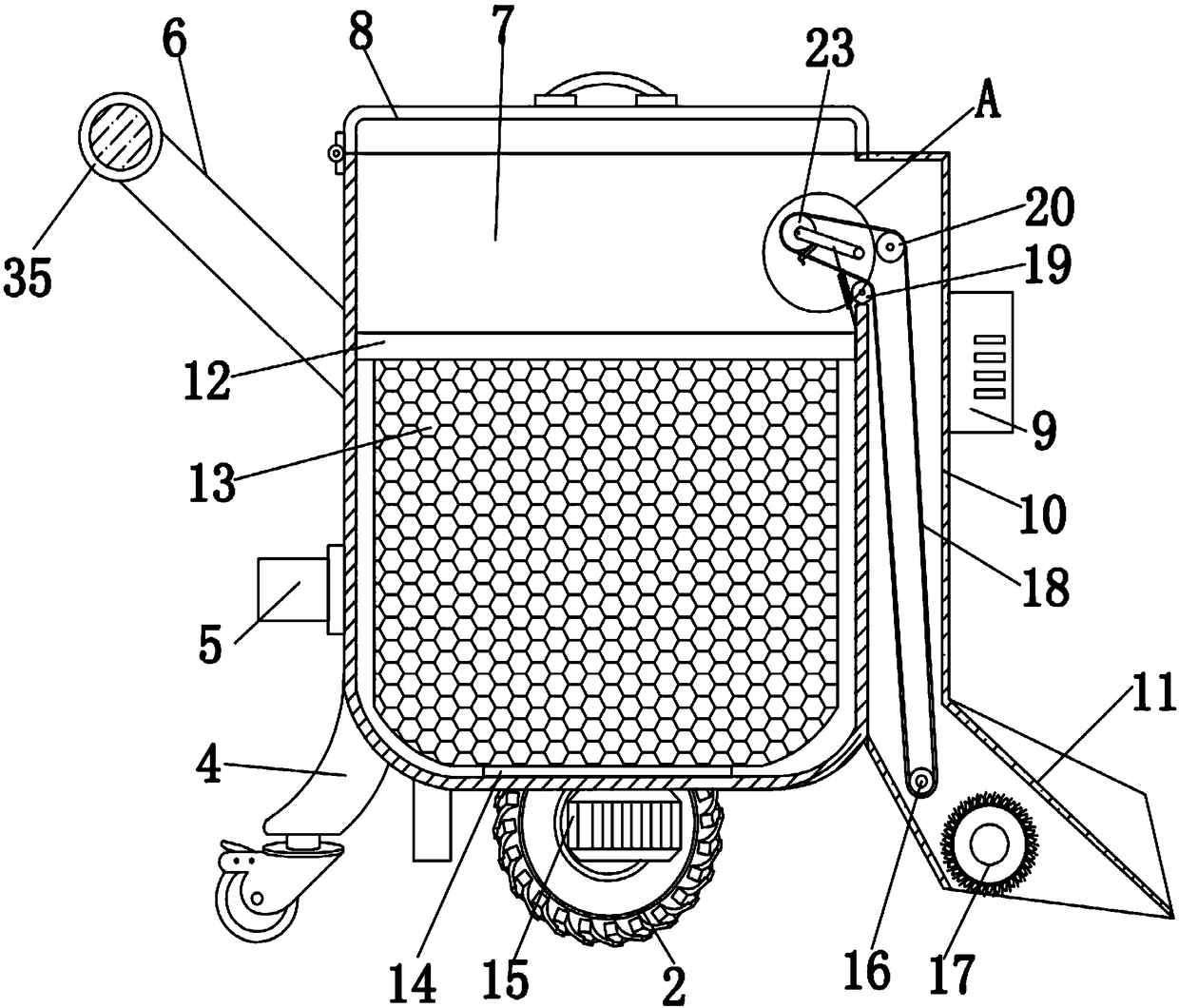 A machine waste scrap cleaning apparatus