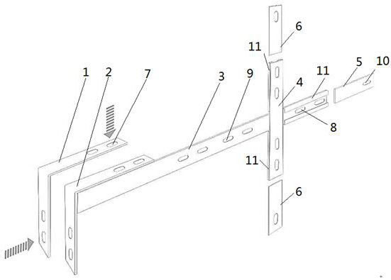 L-shaped clamp-adopted steel pipe signboard stretchable frame