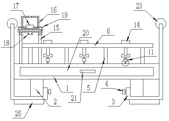 A flower pot bearing device with rotating water spray cleaning and water collection function