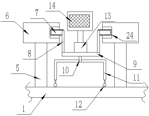 A flower pot bearing device with rotating water spray cleaning and water collection function