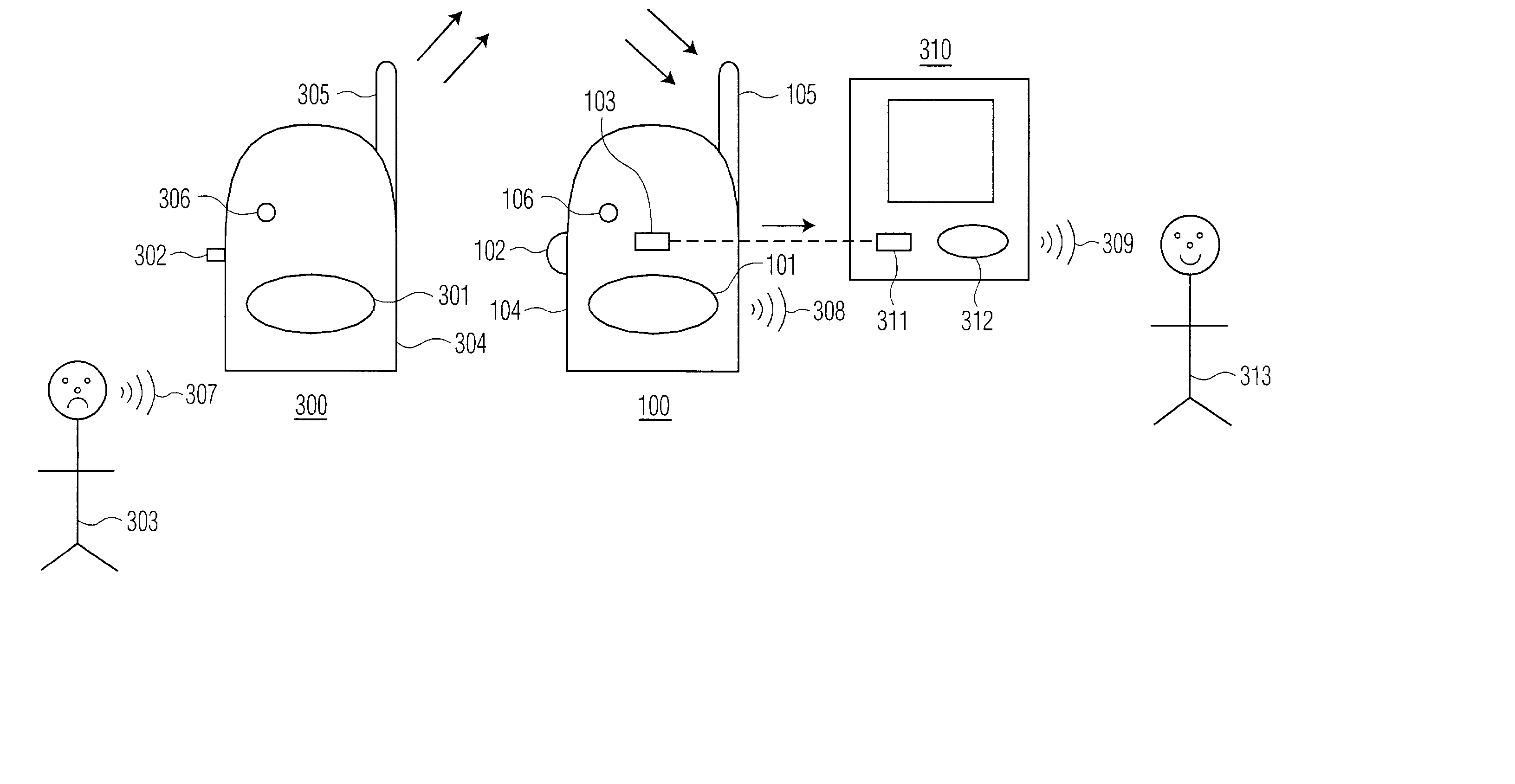 Baby monitor and method for monitoring sounds and selectively controlling audio devices