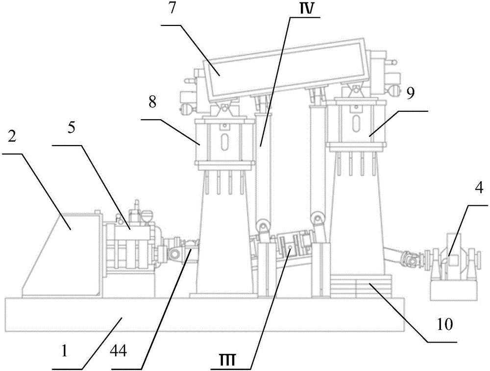 Electric power open loop hanging type transmission system reliability test stand