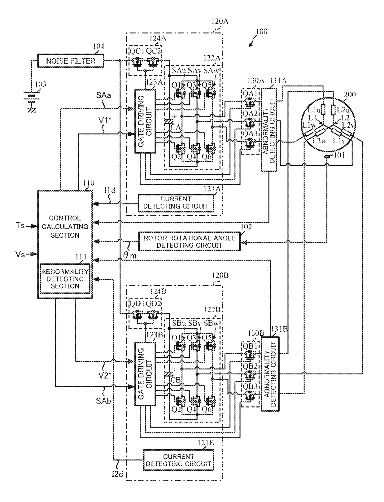 Motor control unit and electric power steering apparatus using the same and vehicle