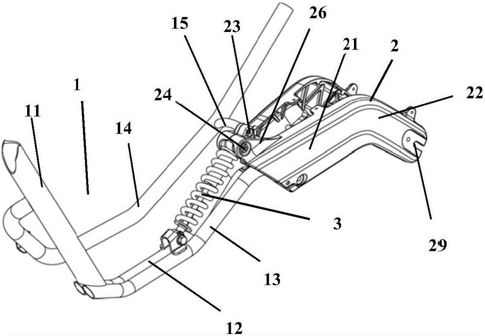 Intermediate oblique-pulling damping structure of electric bicycle