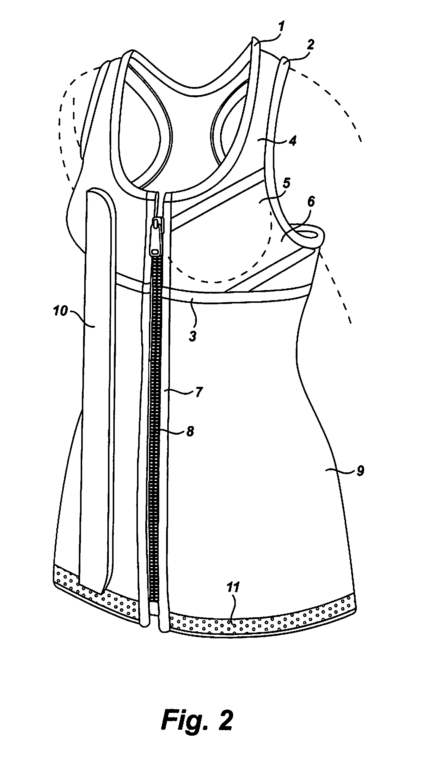 Sports bra with integral fitted sauna suit