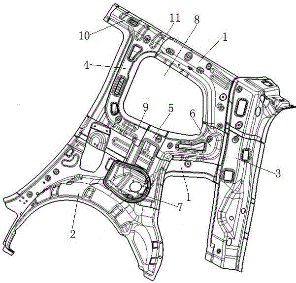 Automobile rear side window area reinforcing structure and automobile