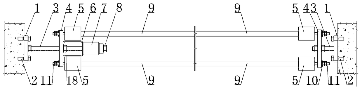 A decomposed prestressed carbon fiber tensioning device and its construction method