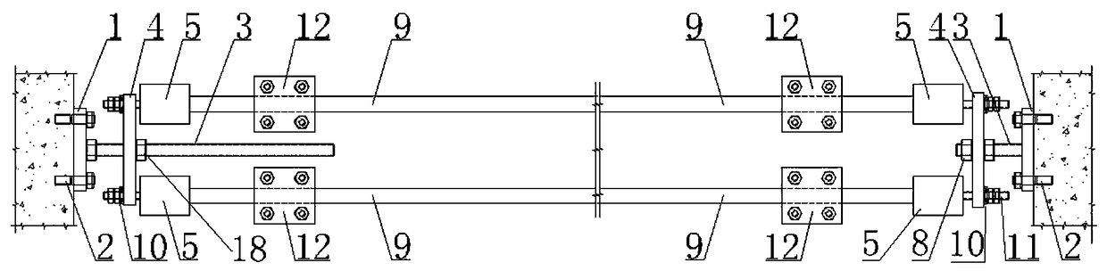 A decomposed prestressed carbon fiber tensioning device and its construction method