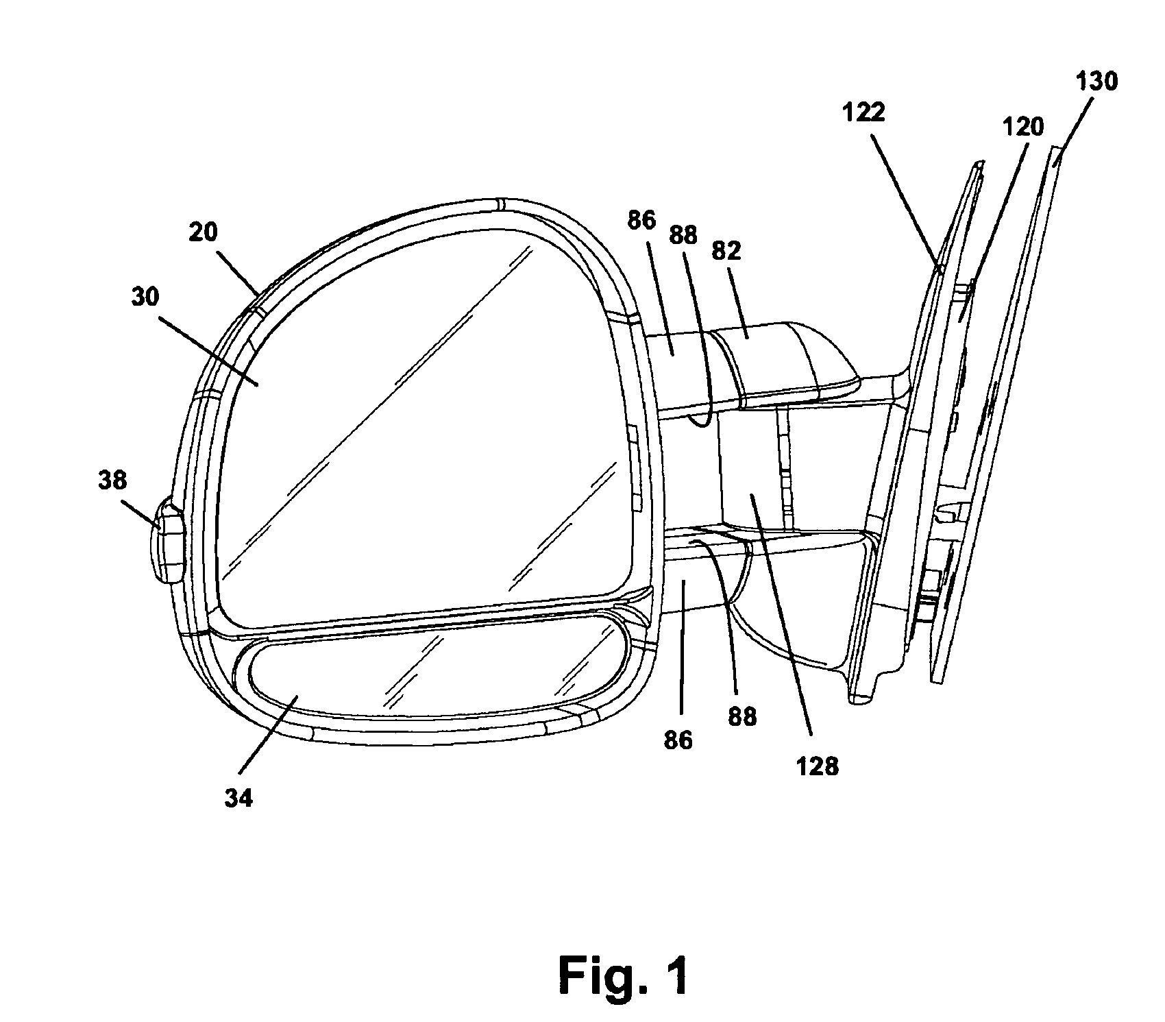 Twin-arm vehicle mirror with powerfold and powerextend features