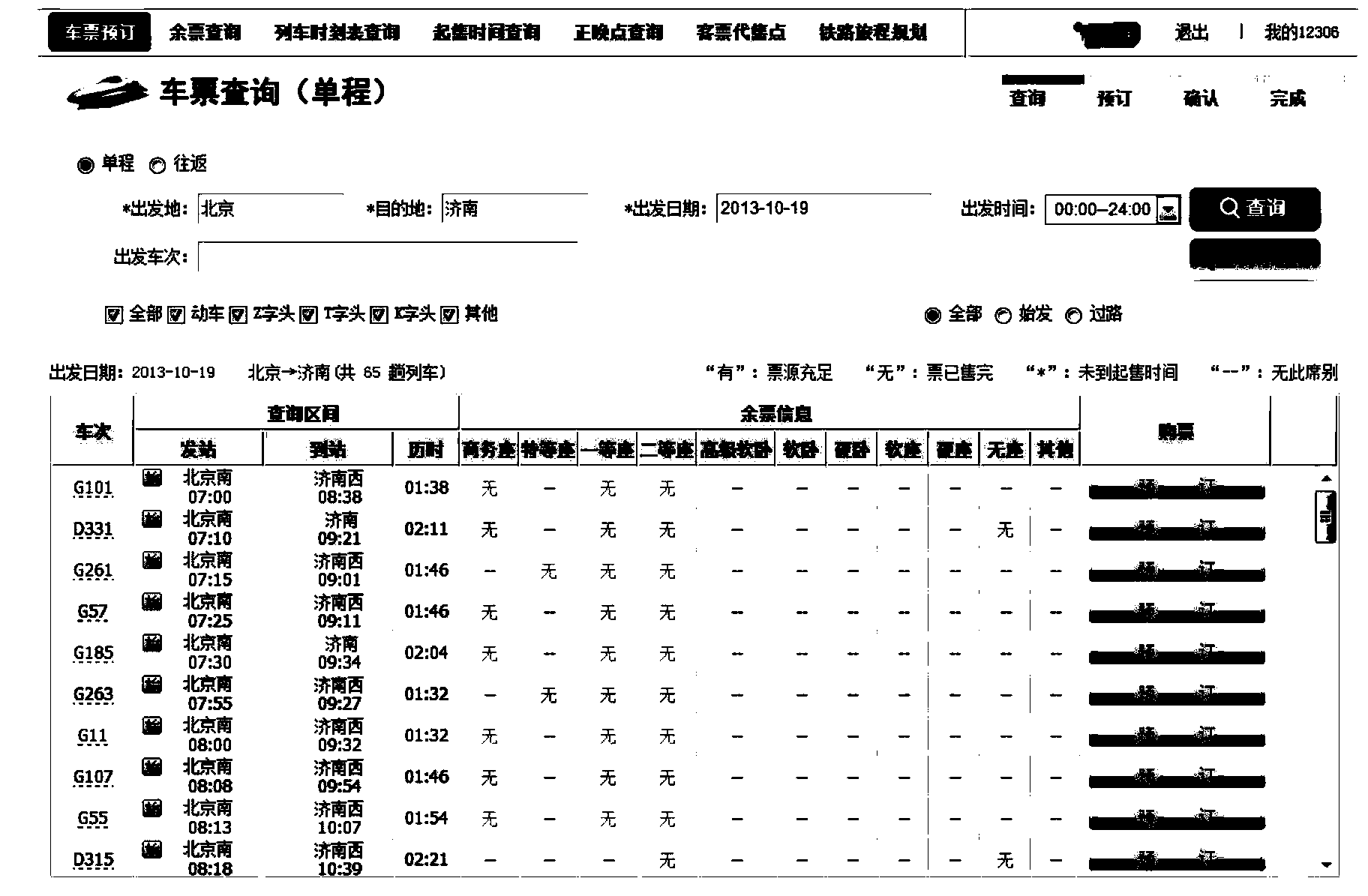 Recommendation method and device for ticket service information