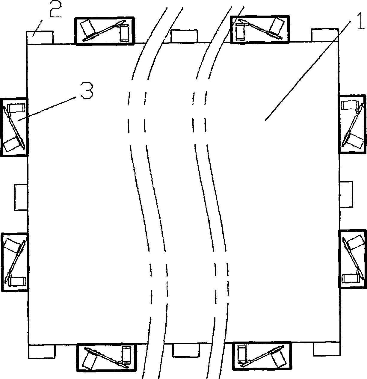 Positioning device for landing containers in use for automatic wharf of containers