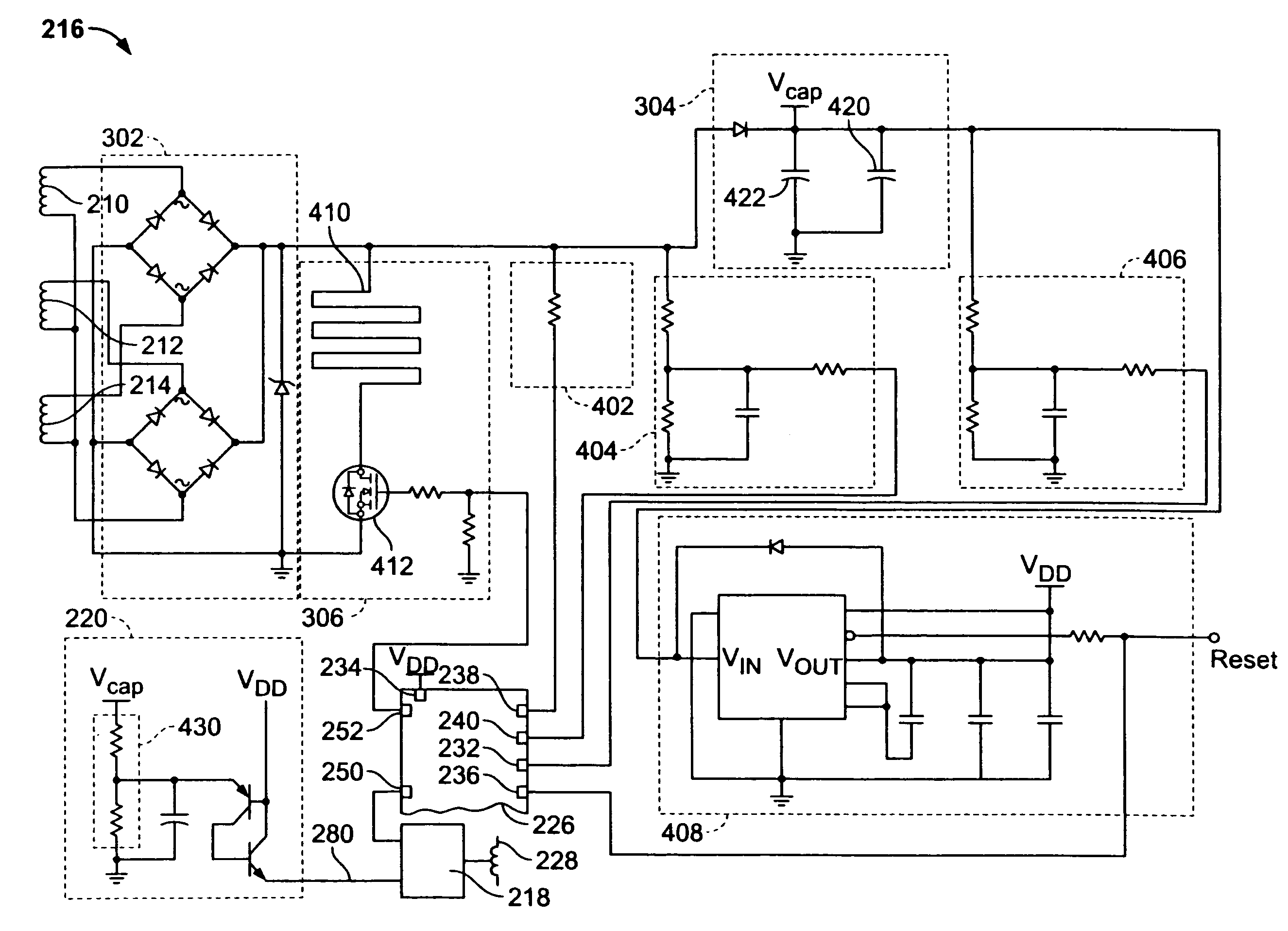 Method and system of fault powered supply voltage regulation