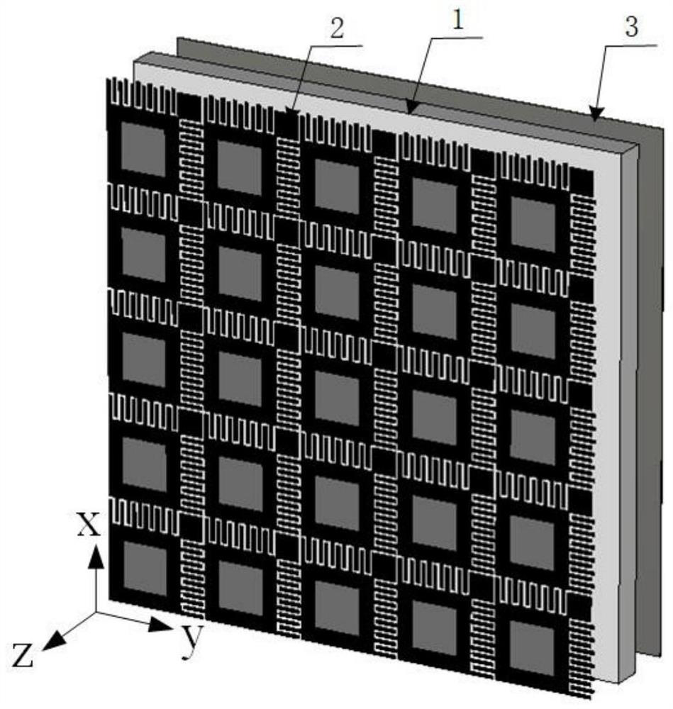 Wave-absorbing surface with low profile and low incidence angle sensitivity and manufacturing process thereof