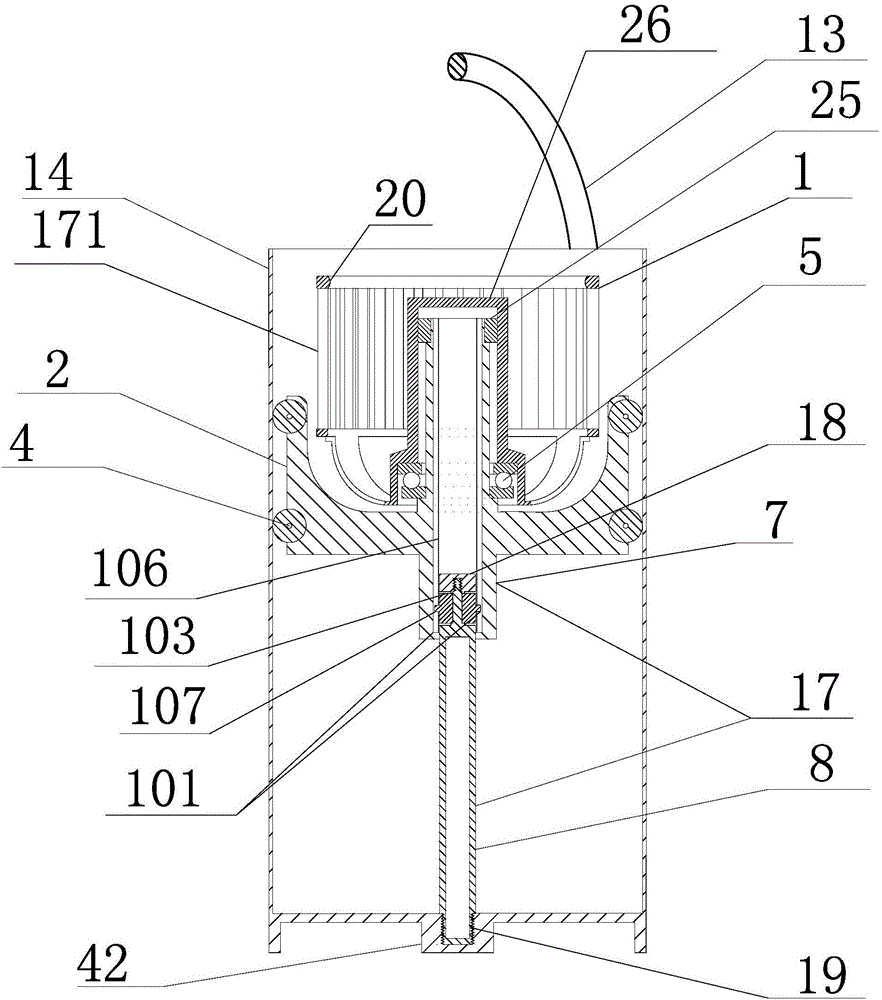 Rotary type jet-flow washer-dryer with hexagonal rotating sliders and self-locking lifting cylinder