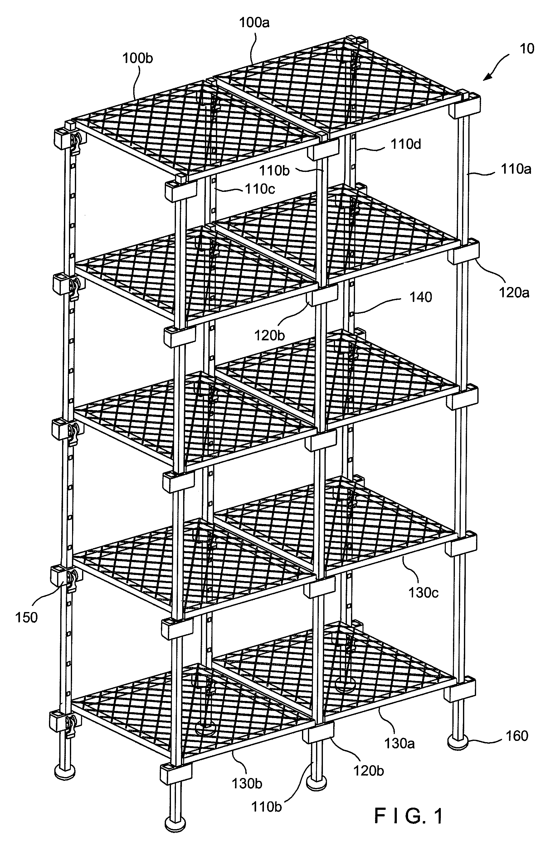 Shelving system with stabilizing brackets and method of assembly