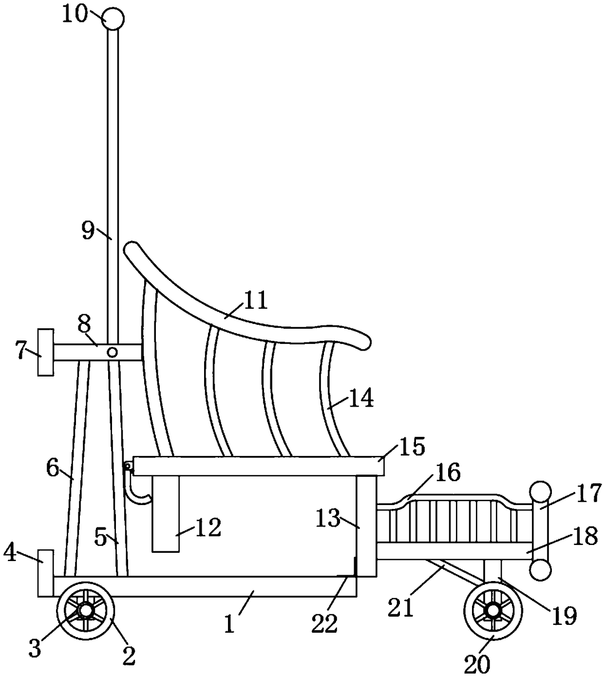 A dual-purpose trolley capable of being transformed into a dining chair