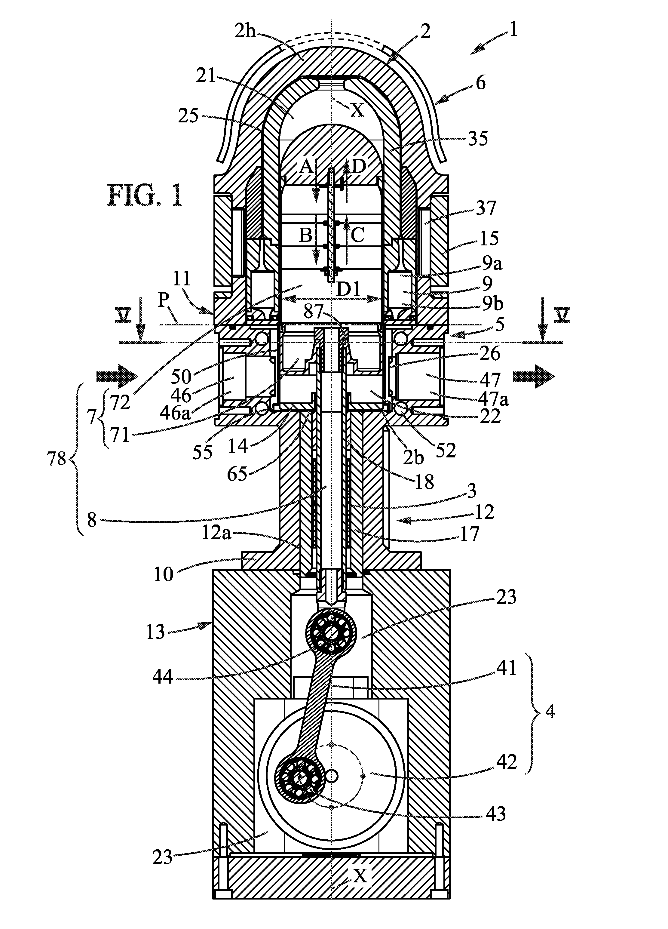 Device for thermal compression of a gaseous fluid