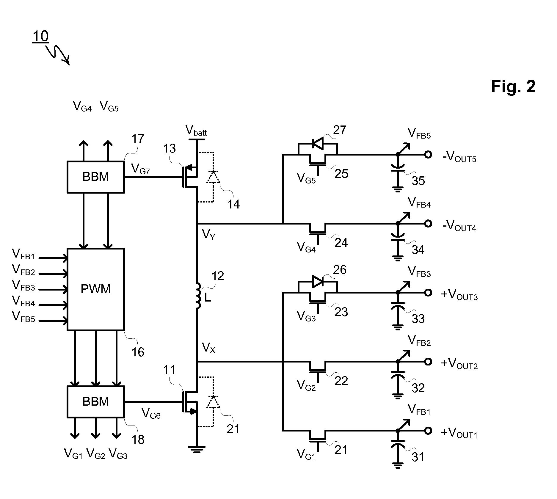 Multiple-Output Dual-Polarity DC/DC Converters and Voltage Regulators