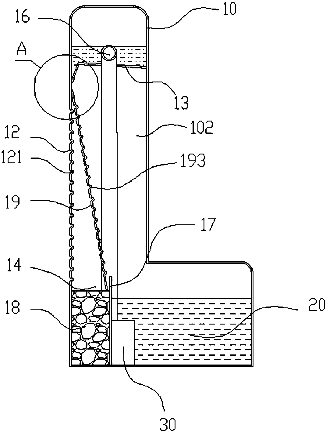 A water circulation humidifier installed on the radiator