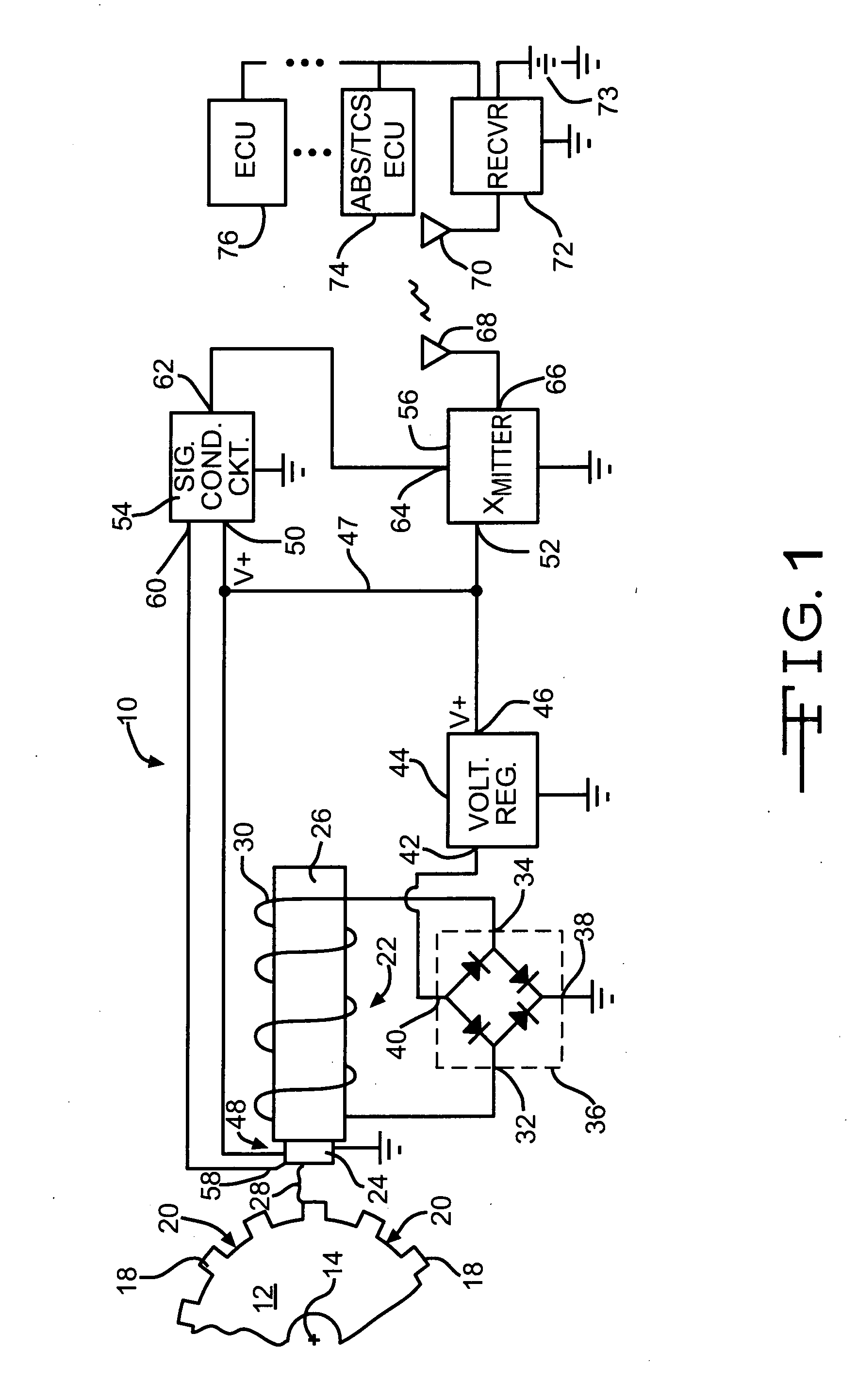 Wireless active wheel speed sensor