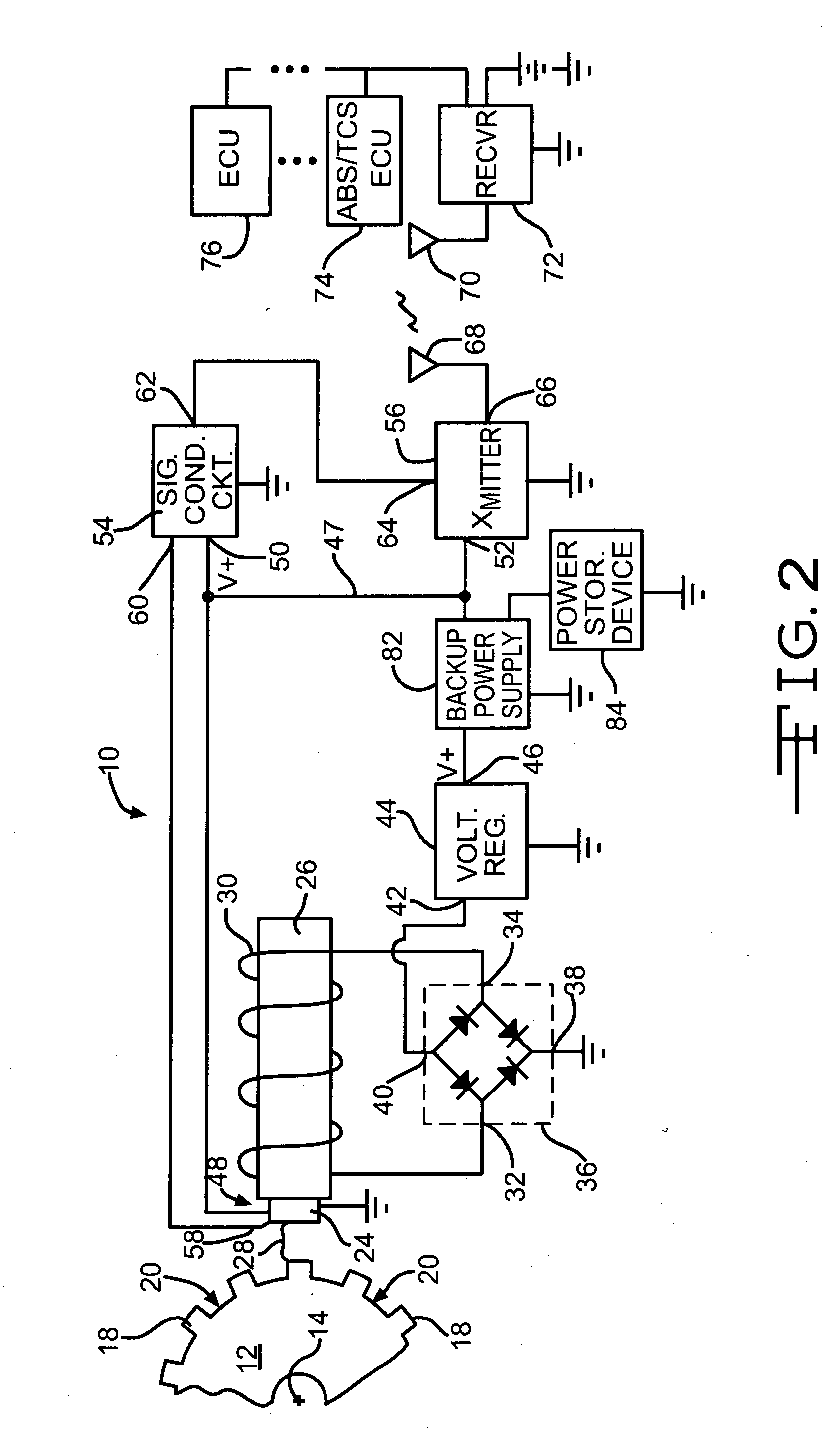 Wireless active wheel speed sensor