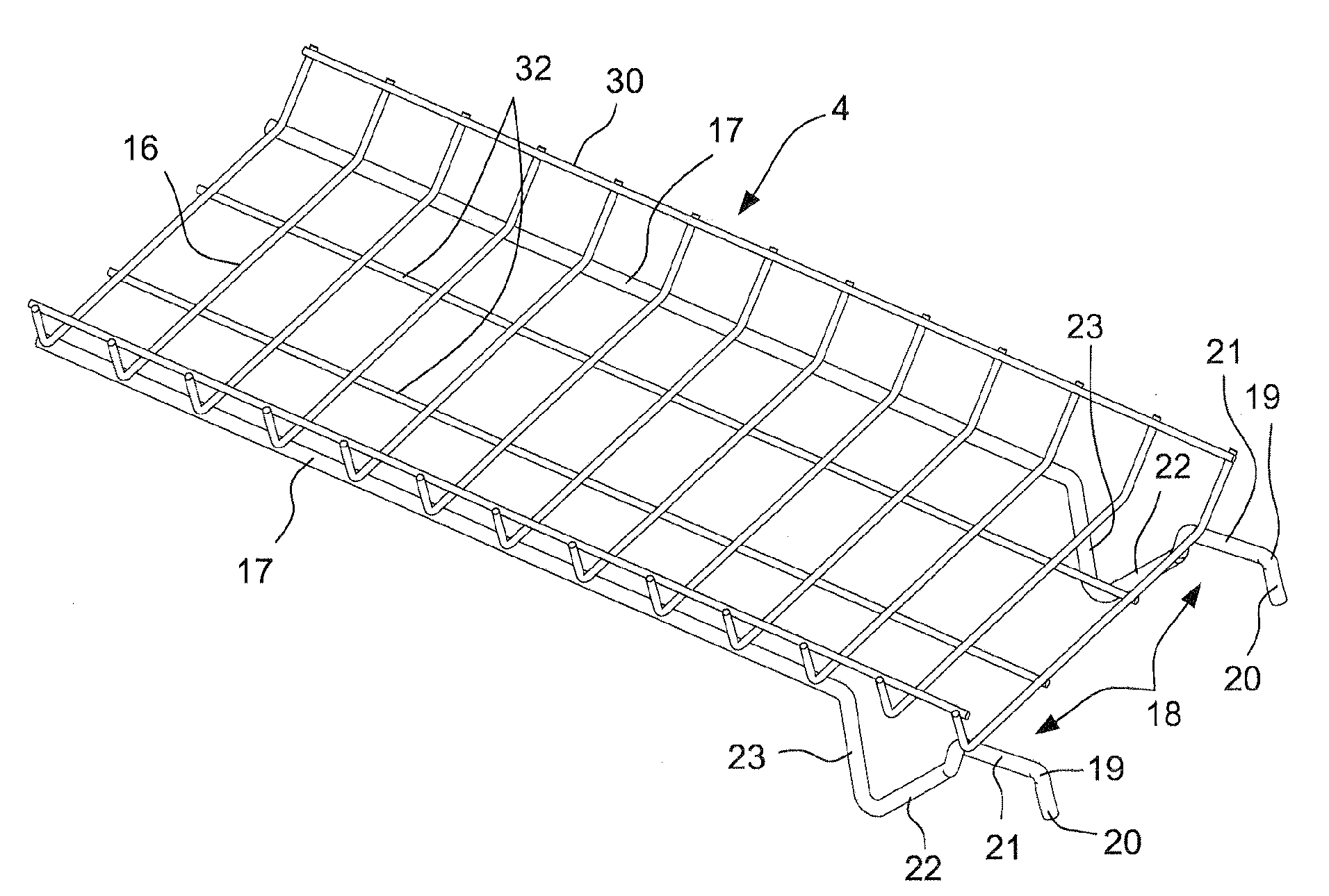 Appliance with a support rack having a plurality of support elements