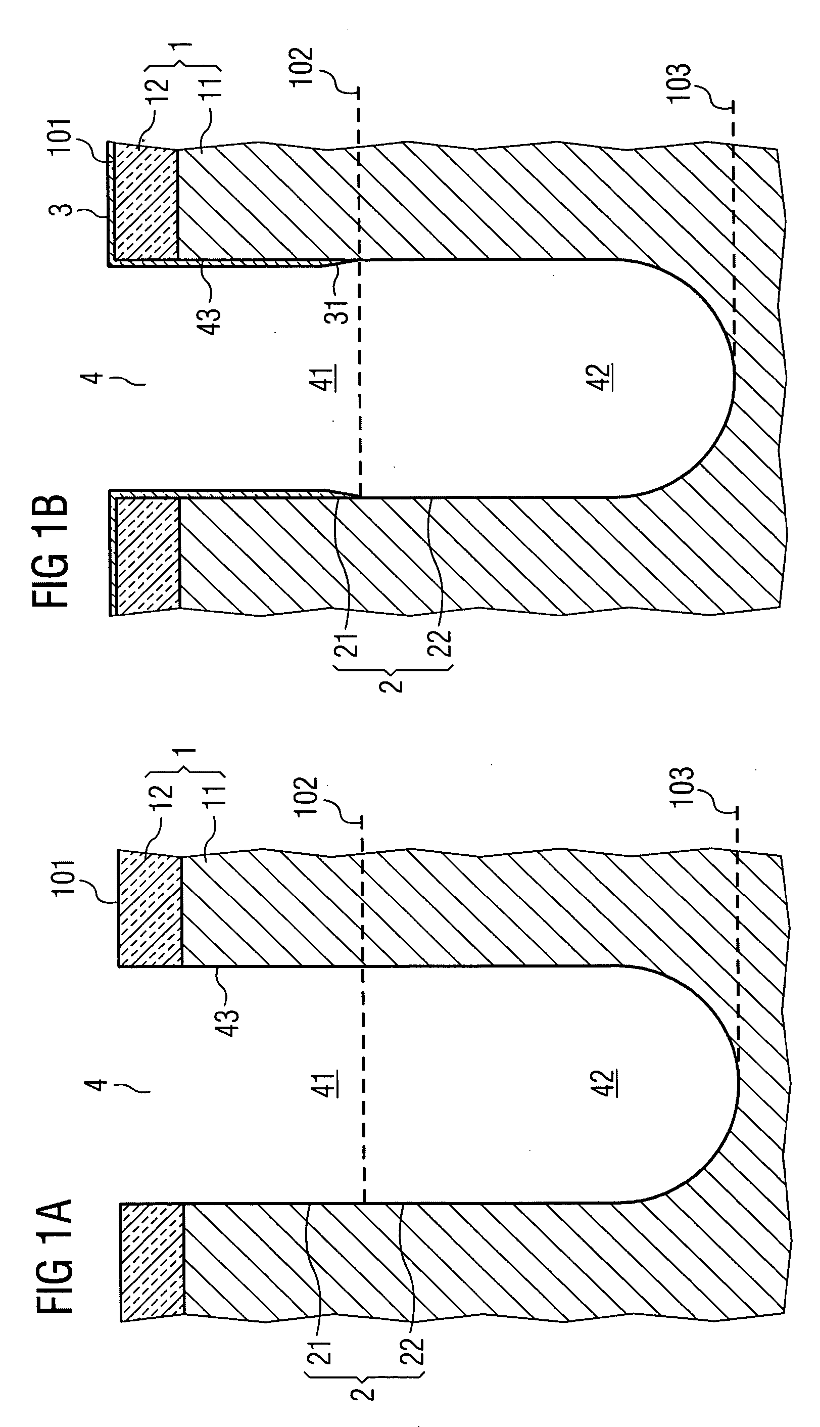 Process for vertically patterning substrates in semiconductor process technology by means of inconformal deposition