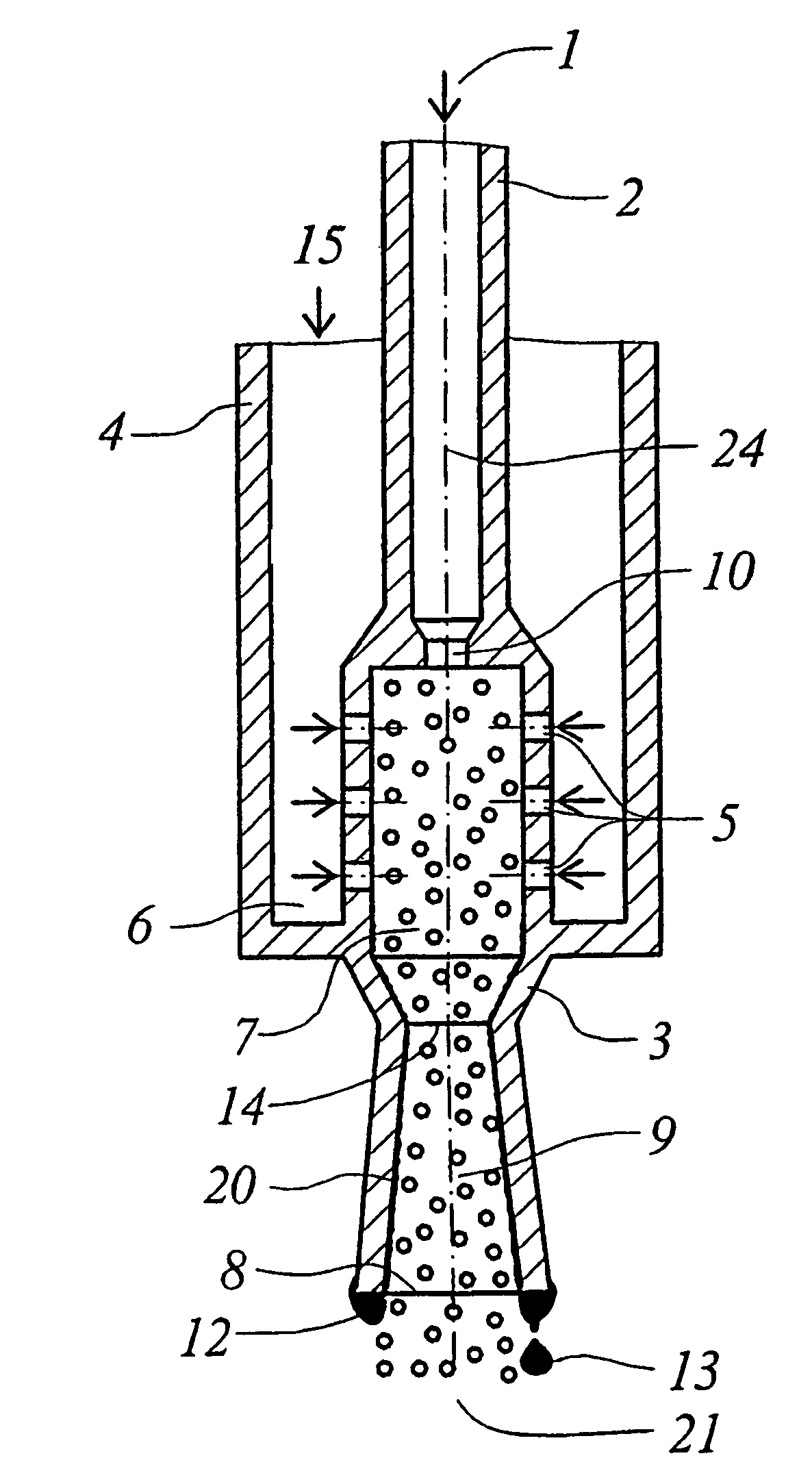 Two-substance atomizing nozzle