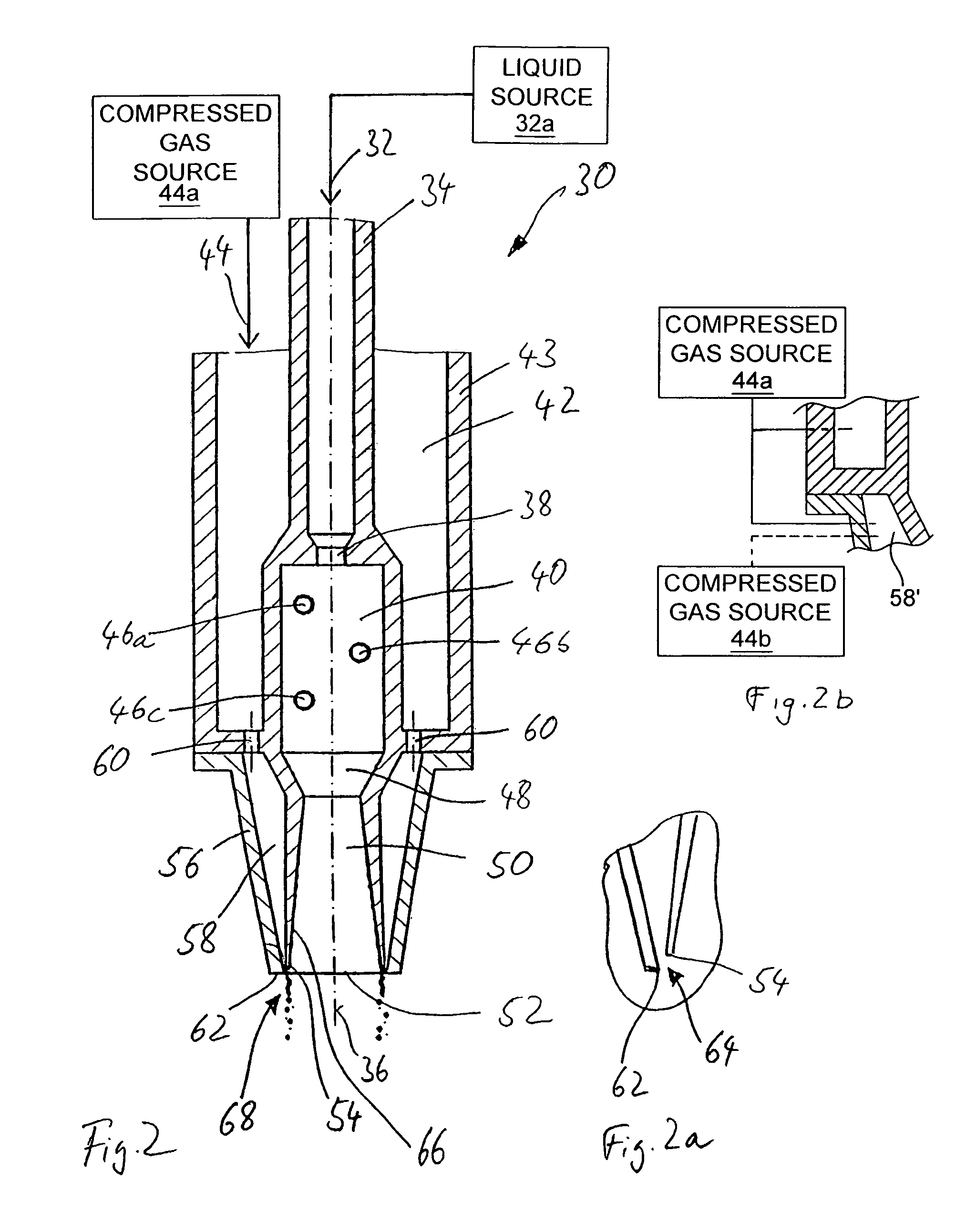 Two-substance atomizing nozzle