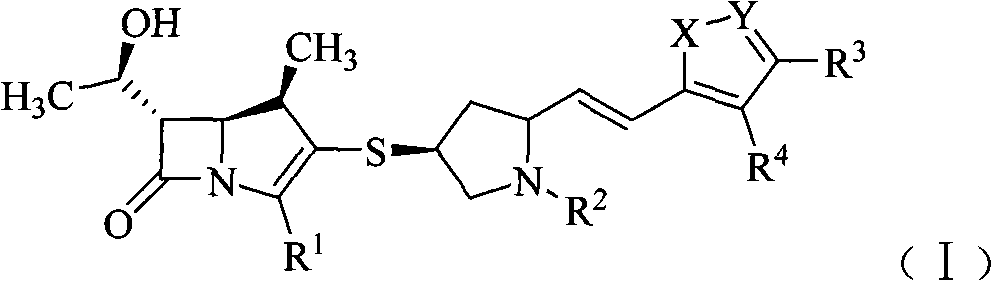 Penem derivates containing sulfhydryl pyrrolidine vinyl heterocycle